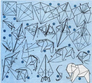Слон орігамі збірка по схемі з фото-відео майстер-класів
