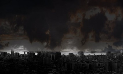Урок photoshop вогненний метеор і палаючий місто, dramatic meteor and burning city effect - трохи