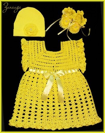 Плаття для дівчинки гачком зі схемами та описом в'язання