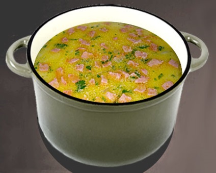 Сирний суп з ковбасою покроковий рецепт з фото