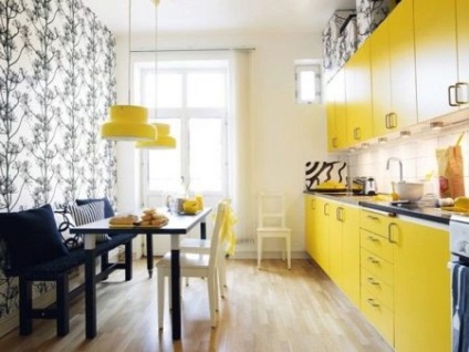 Колір шпалер для кухні (82 фото) якого відтінку вибрати під жовто-коричневий кухонний гарнітур,