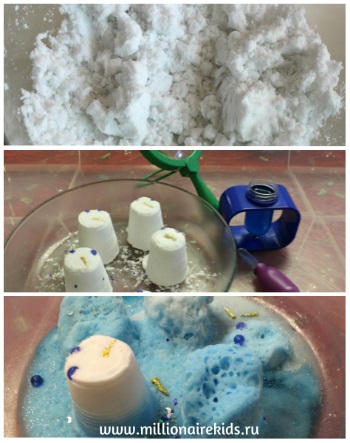 Штучний сніг своїми руками експеримент і вироби з них