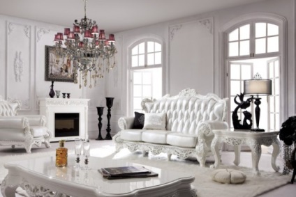 Фото розкішних віталень в стилі рококо та бароко дизайн інтер'єру, меблі