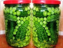 Консервовані огірки з горошком зелена цибуля на зиму, рецепт для олів'є