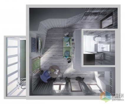 Дизайн проект квартири в нью-йоркському стилі, організація робочого місця, гостьова зона в квартирі,