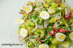 Салат з картоплі з редискою, прості кулінарні рецепти з фотографіями
