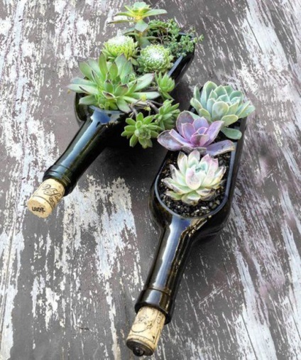 Декор з скляних пляшок для саду своїми руками фото і ідеї