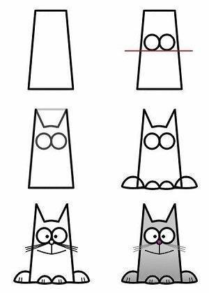 Як легко намалювати котиків за допомогою геометричних фігур - безкоштовні ігри для дівчаток онлайн