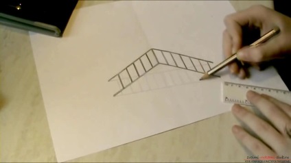 Просте малювання 3d малюнка, зображення сходів, олівцем для початківців не займе багато