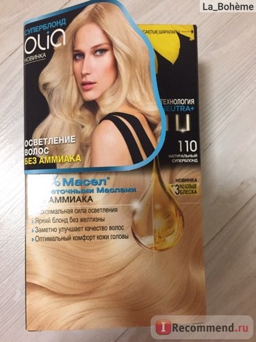 Фарба для волосся garnier olia - «максимальна сила освітлення без аміаку відтінок 110 натуральний