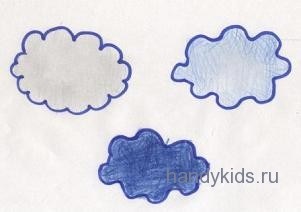 Раскраска-штрихування погода - малюємо хмари і дощ