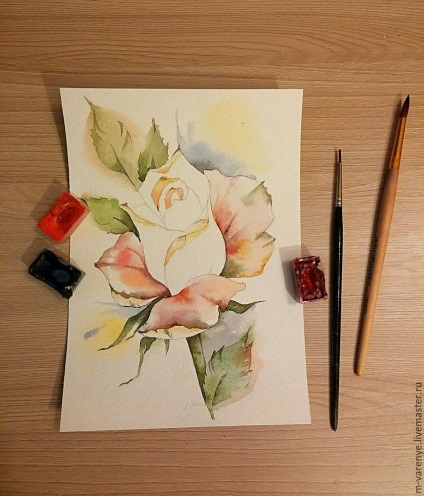 Малюємо аквареллю ніжну троянду - ярмарок майстрів - ручна робота, handmade