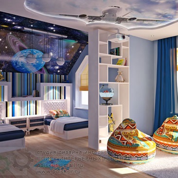 У стилі космос - дизайн інтер'єру дитячих кімнат фото