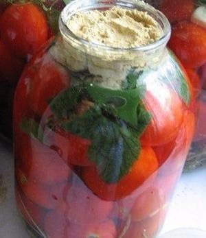 Рецепти помідори з гірчицею холодним способом (газовані) на зиму на