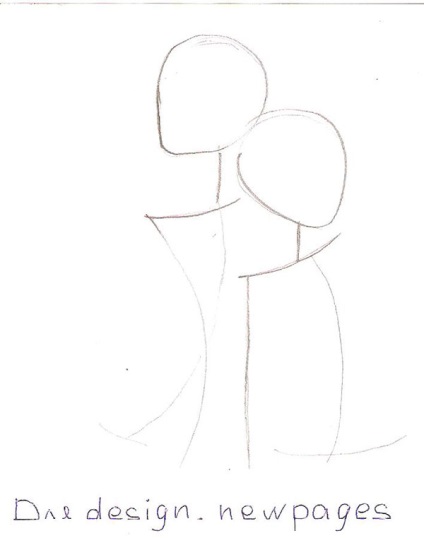 Як намалювати пару, що цілується олівцем поетапно