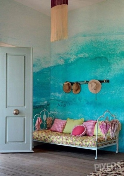 Акварельні стіни - своїми руками хвилі, глибина кольору і омбре, блог