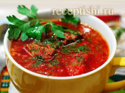 Борщ червоний київський на буряковому квасі, кулінарні рецепти з фото