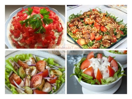 Saláta csirkével és paradicsommal a legjobb receptek fotókkal