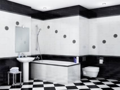 Fekete-fehér fürdőszoba fotó