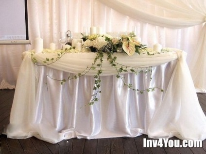 A dekoráció és a design esküvői asztalra -, hogyan lehet egy szoknya egy ünnepi esküvői asztalra