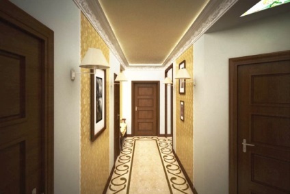Tervezés egyesített tapéta fotó folyosón, jellemzői és módon ötvözi