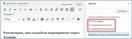 Hogyan hozzunk létre, kezelheti és megjeleníti a címkén cikkek, blog Ludmila Ustyantseva