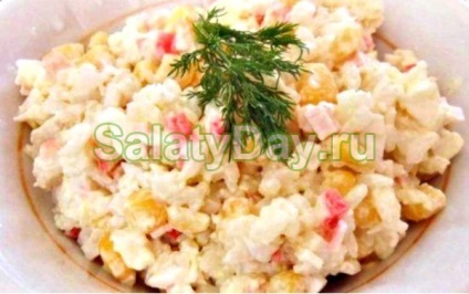 Rák saláta rizzsel - ízletes és kalóriatartalmú recept fotók és videó (saláta) Rák saláta rizzsel - ízletes és kalóriatartalmú recept fotókkal és videó