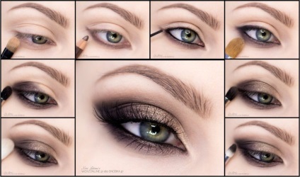 Smink Smokey Eyes barna, zöld, kék és szürke szem, lépésről lépésre