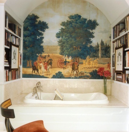 Díszítő fürdőszoba tapéta, luxus és kényelem