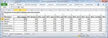 Scroll bar - forma vezérlő MS Excel - kompatibilis a Microsoft Excel 2007, Excel (Excel Excel más standard jelenti) Scroll bar - forma vezérlő MS Excel - kompatibilis a Microsoft Excel 2007, Excel