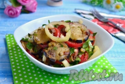 Saláta padlizsán, paradicsom és paprika - egy recept egy fotó