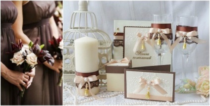 Esküvői barna - tervezési ötletek, a kép a menyasszony és a vőlegény fotók