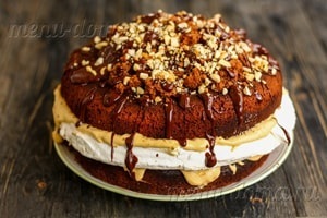 Cake „Snickers” receptet fényképpel (előállítására lépések otthon)