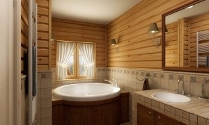 Fürdőszoba egy faház tervezés, fotó