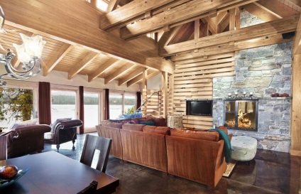 Belseje nappali egy vidéki házban tervezés fotók, szoba kialakítása, szép design