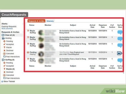 Hogyan kell használni a Query Manager Online Kanapészörfös (kérelmek) Hogyan kell használni a menedzser CouchSurfingen honlapján kérések