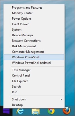Hogyan kell kicserélni a Windows PowerShell parancs a menüsor a teljesítmény (nyerni x) Windows 8