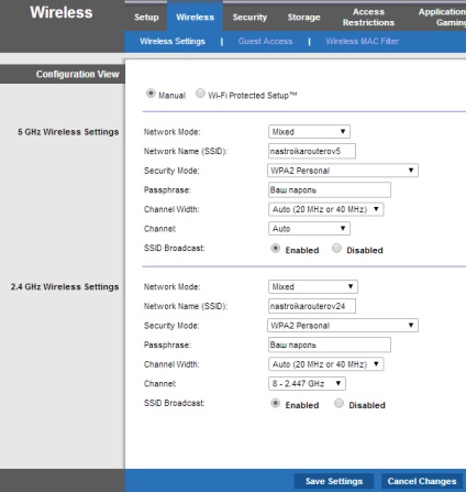 Konfigurálása Linksys router