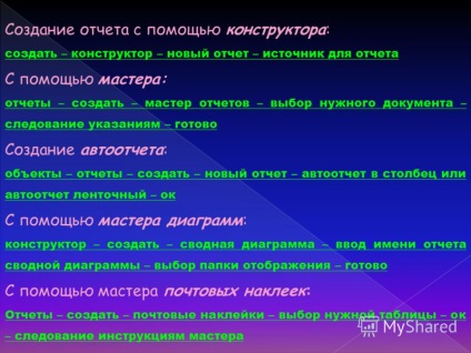 Előadás a jelentés egy adatbázis-objektum megjelenítéséhez használt adatbázis adatait (téma) Előadás a jelentés egy adatbázis-objektum megjelenítéséhez használt információkat az adatbázisból