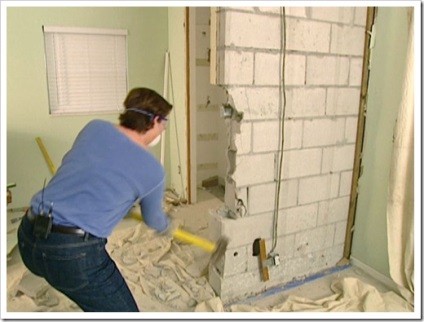 Típusai lebontása a falak tégla, beton és hab beton
