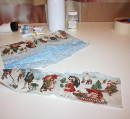Decoupage kezüket egy üveg pezsgőt (üveg) Decoupage kezüket egy üveg pezsgőt