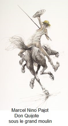 Quijote és malommal (például példányok) Don Quijote és a szélmalmok