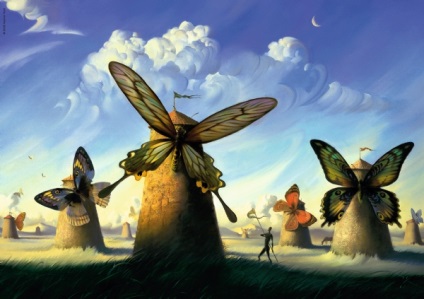 Quijote és malommal (például példányok) Don Quijote és a szélmalmok