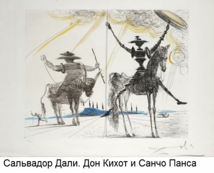 Quijote és malommal (például példányok) Don Quijote és a szélmalmok