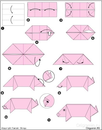 Hogyan készítsünk egy disznó origami papír cistrc (do) Hogyan készítsünk egy disznó origami papír cistrc
