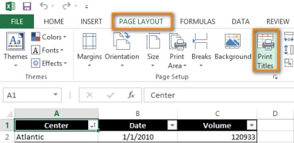 Mivel az Excel nyomtatási címek (címek) a sorok és oszlopok minden oldalon