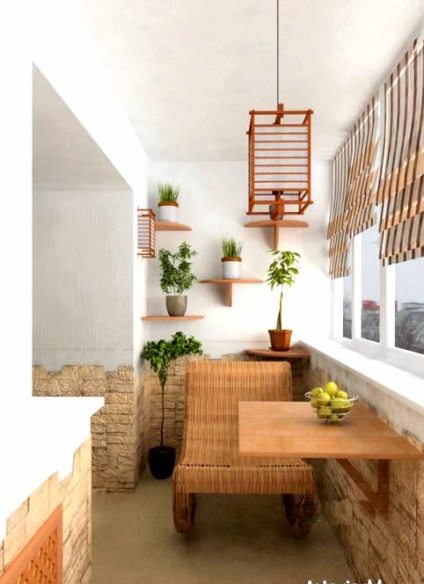 Konyha, erkély design unió csatlakozik a nappali elrendezése, ez lehetséges, és ha szükséges,