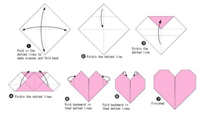 Origami boríték boríték rendszer a papírpénz és a szív