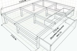 Podium egy kihúzható ágy a kezüket rajz és összeszerelés