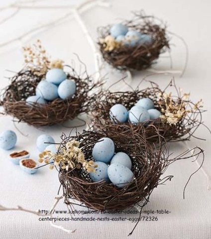 Madárfészkek -paskhalny betét (Easter fészkek) Madárfészkek -paskhalny dekorációval